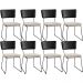 Kit 08 Cadeiras Decorativas Estofada Sala Jantar Allana L02 Couríssimo Preto Linho Cru - Lyam Decor