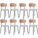 Kit 08 Cadeiras Decorativas Estofada Sala Jantar Barcelona L02 Couríssimo Camel Linho Cinza - Lyam