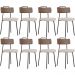 Kit 08 Cadeiras Decorativas Estofada Sala Jantar Barcelona L02 Couríssimo Marrom Linho Bege - Lyam