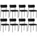 Kit 08 Cadeiras Decorativas Estofadas Para Sala de Jantar Melina L02 Poliéster Preto - Lyam