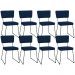 Kit 08 Cadeiras Decorativas Para Sala De Jantar Allana L02 Suede Azul Marinho - Lyam Decor