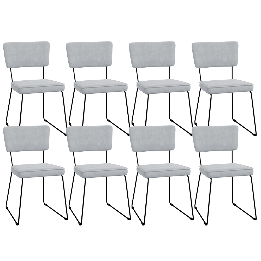 Kit 08 Cadeiras Decorativas Para Sala De Jantar Allana L02 Suede Cinza - Lyam Decor