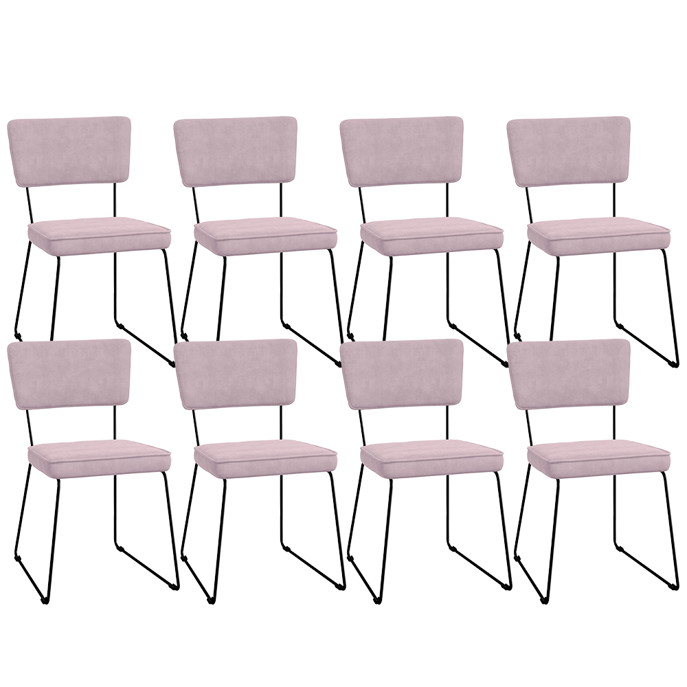 Kit 08 Cadeiras Decorativas Para Sala De Jantar Allana L02 Suede Rosê - Lyam Decor