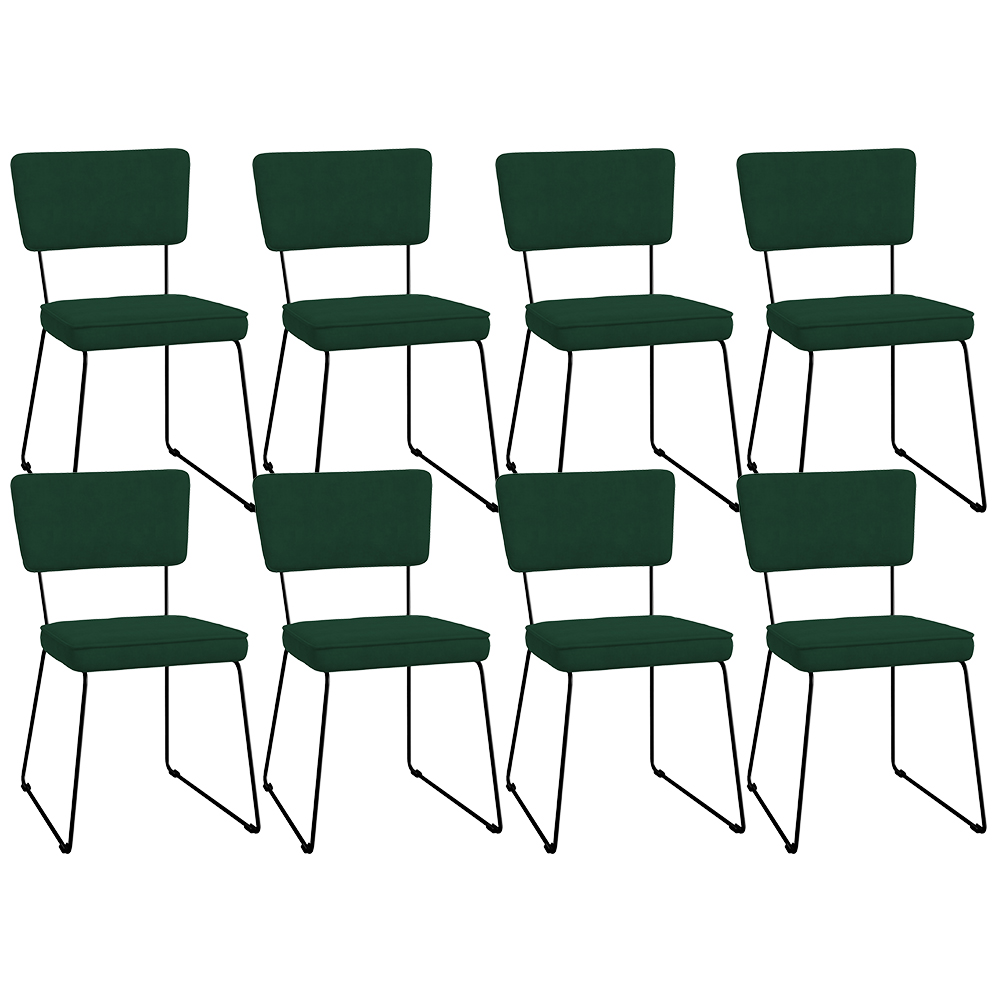 Kit 08 Cadeiras Decorativas Para Sala De Jantar Allana L02 Suede Verde Musgo - Lyam Decor