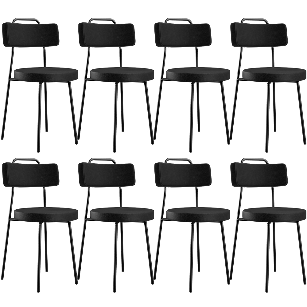 Kit 08 Cadeiras Decorativas Para Sala De Jantar Barcelona L02 Couríssimo Preto - Lyam Decor