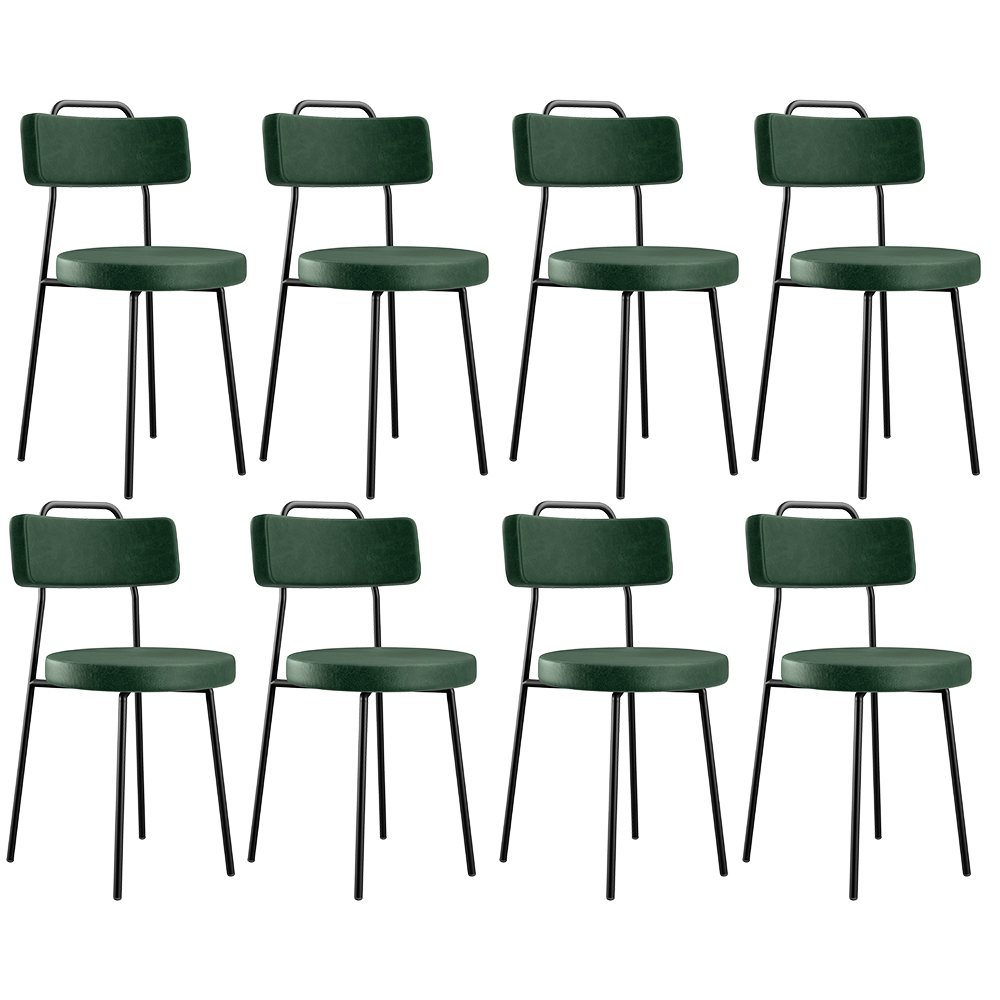 Kit 08 Cadeiras Decorativas Para Sala De Jantar Barcelona L02 Couríssimo Verde Musgo - Lyam Decor