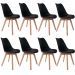 Kit 08 Cadeiras Decorativas Para Sala de Jantar Ayla Com Base de Madeira E01 Preto - Lyam Decor