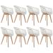 Kit 08 Cadeiras Decorativas Para Sala de Jantar Madri Com Base de Madeira E01 Branco - Lyam Decor