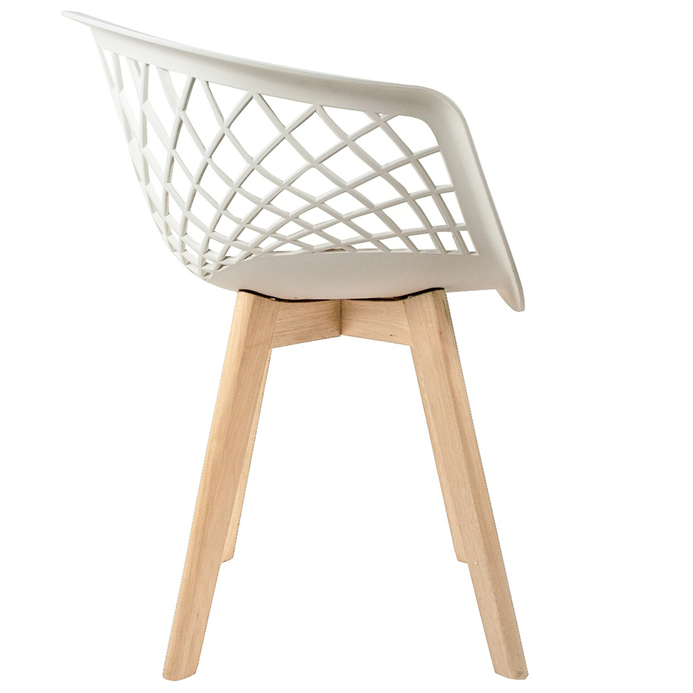 Kit 08 Cadeiras Decorativas Para Sala de Jantar Madri Com Base de Madeira E01 Branco - Lyam Decor