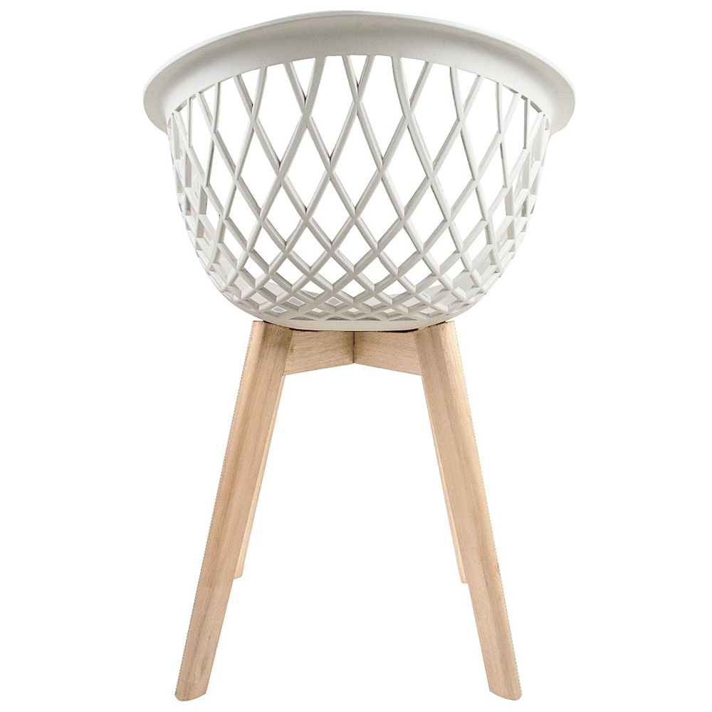 Kit 08 Cadeiras Decorativas Para Sala de Jantar Madri Com Base de Madeira E01 Branco - Lyam Decor