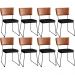 Kit 08 Cadeiras Decorativas Sala De Jantar Allana L02 Couríssimo Camel Couríssimo Preto - Lyam Decor