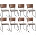 Kit 08 Cadeiras Decorativas Sala De Jantar Allana L02 Couríssimo Marrom Linho Bege - Lyam Decor