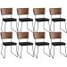 Kit 08 Cadeiras Decorativas Sala De Jantar Allana L02 Couríssimo Marrom Linho Chumbo - Lyam Decor