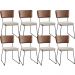 Kit 08 Cadeiras Decorativas Sala De Jantar Allana L02 Couríssimo Marrom Linho Cru - Lyam Decor
