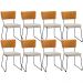 Kit 08 Cadeiras Decorativas Sala De Jantar Allana L02 Couríssimo Whisky Linho Cru - Lyam Decor