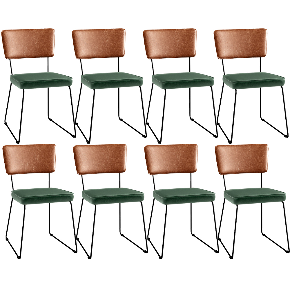 Kit 08 Cadeiras Decorativas Sala Jantar Allana L02 Couríssimo Camel Facto Verde Musgo - Lyam Decor