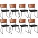 Kit 08 Cadeiras Decorativas Sala Jantar Allana L02 Couríssimo Camel Linho Chumbo - Lyam Decor
