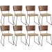 Kit 08 Cadeiras Decorativas Sala Jantar Allana L02 Couríssimo Marrom Linho Bege Escuro - Lyam Decor