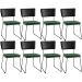 Kit 08 Cadeiras Decorativas Sala Jantar Allana L02 Couríssimo Preto Facto Verde Musgo - Lyam Decor