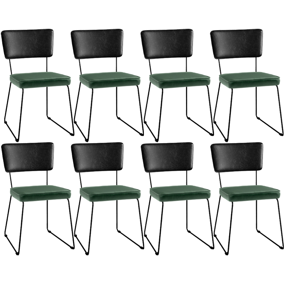 Kit 08 Cadeiras Decorativas Sala Jantar Allana L02 Couríssimo Preto Facto Verde Musgo - Lyam Decor