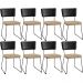 Kit 08 Cadeiras Decorativas Sala Jantar Allana L02 Couríssimo Preto Linho Bege Escuro - Lyam Decor