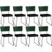 Kit 08 Cadeiras Decorativas Sala Jantar Allana L02 Facto Verde Musgo Couríssimo Preto - Lyam Decor