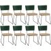 Kit 08 Cadeiras Decorativas Sala Jantar Allana L02 Facto Verde Musgo Linho Bege Escuro - Lyam Decor