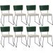 Kit 08 Cadeiras Decorativas Sala Jantar Allana L02 Facto Verde Musgo Linho Champagne - Lyam Decor