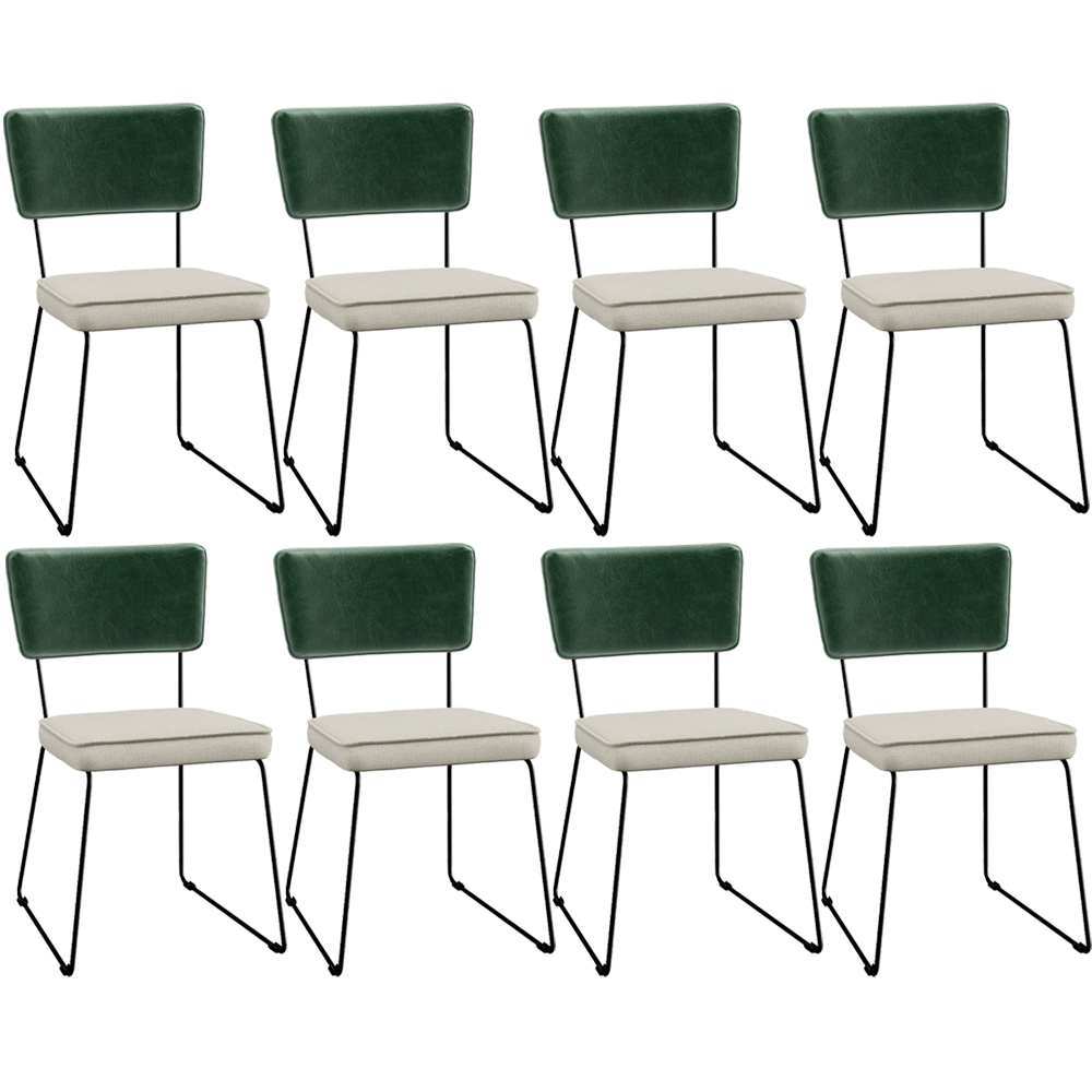 Kit 08 Cadeiras Decorativas Sala Jantar Allana L02 Facto Verde Musgo Linho Champagne - Lyam Decor