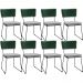 Kit 08 Cadeiras Decorativas Sala Jantar Allana L02 Facto Verde Musgo Linho Cinza - Lyam Decor