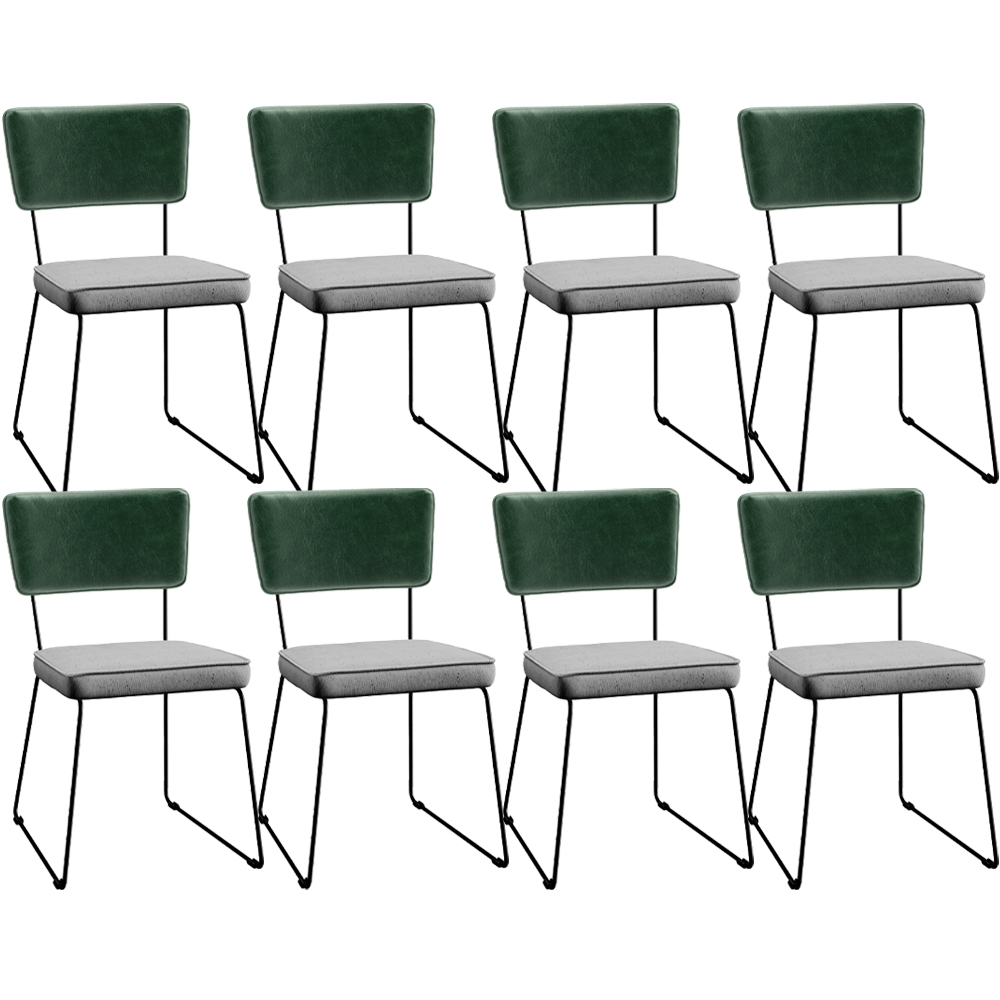 Kit 08 Cadeiras Decorativas Sala Jantar Allana L02 Facto Verde Musgo Linho Cinza - Lyam Decor