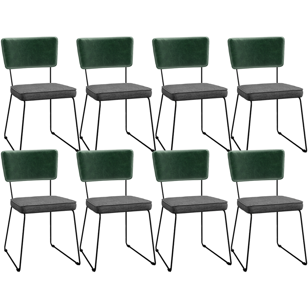 Kit 08 Cadeiras Decorativas Sala Jantar Allana L02 Facto Verde Musgo Linho Cinza Escuro - Lyam Decor
