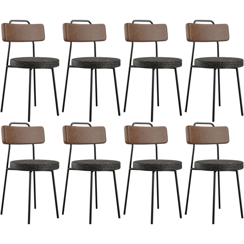 Kit 08 Cadeiras Estofada Para Sala De Jantar Barcelona L02 Couríssimo Marrom Linho Chumbo - Lyam