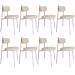Kit 08 Cadeiras Estofada Para Sala de Jantar Astrid Branco C01 Linho Palha - Lyam Decor