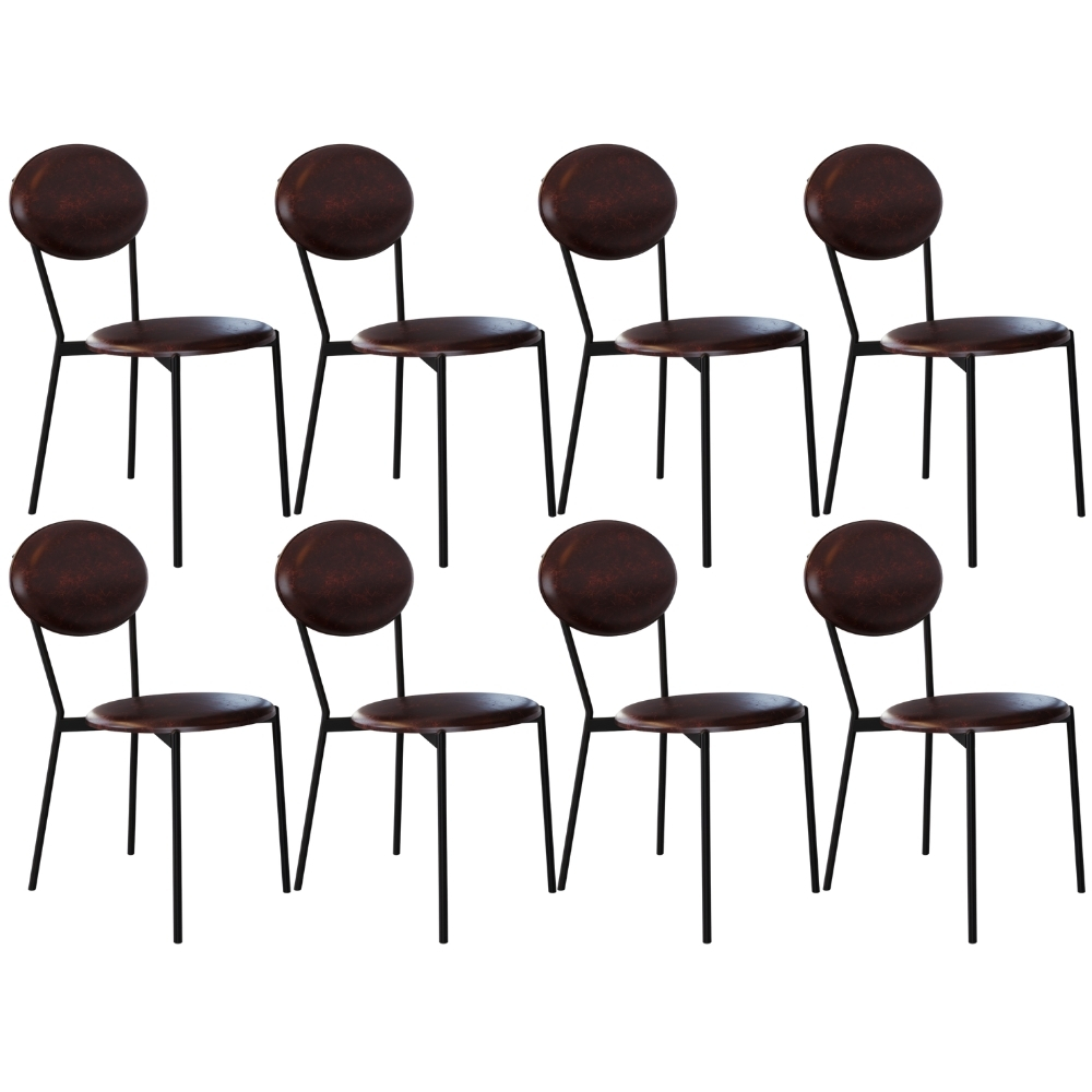 Kit 08 Cadeiras Estofada Para Sala de Jantar Azuri Preto C01 Courino Café - Lyam Decor