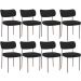 Kit 08 Cadeiras Estofadas Para Sala De Jantar Melina Base Arena L02 Bouclê Preto - Lyam Decor