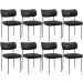 Kit 08 Cadeiras Estofadas Para Sala De Jantar Melina Base Arena L02 Couríssimo Preto - Lyam Decor