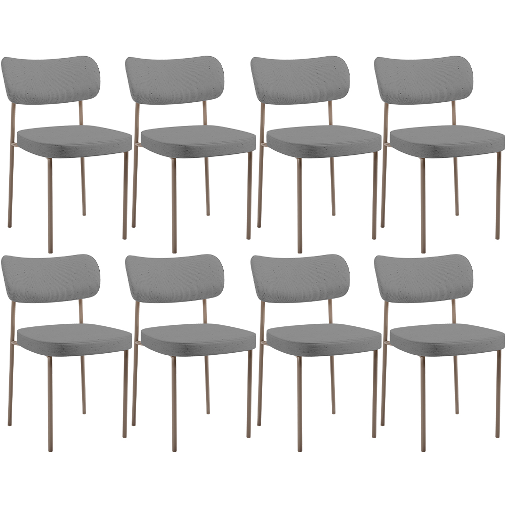Kit 08 Cadeiras Estofadas Para Sala De Jantar Melina Base Arena L02 Linho Cinza Escuro - Lyam Decor