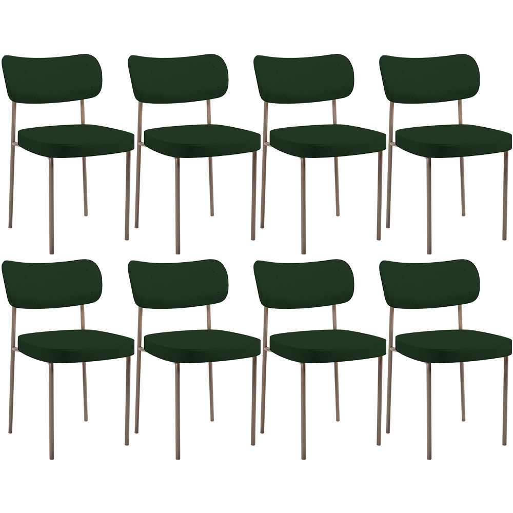Kit 08 Cadeiras Estofadas Para Sala De Jantar Melina Base Arena L02 Suede Verde Musgo - Lyam Decor
