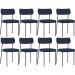 Kit 08 Cadeiras Estofadas Para Sala De Jantar Melina L02 Suede Azul Marinho - Lyam Decor