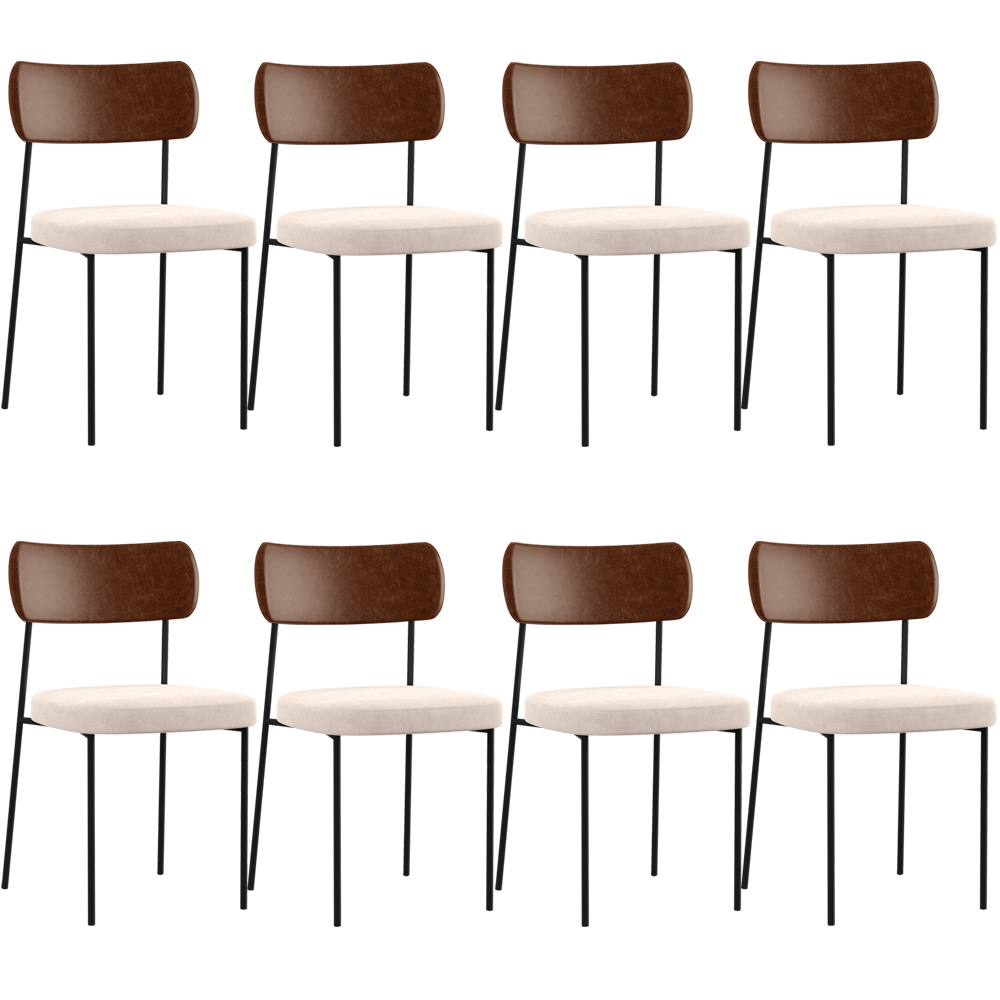 Kit 08 Cadeiras Para Sala De Jantar Melina L02 Couríssimo Marrom Suede Bege - Lyam Decor