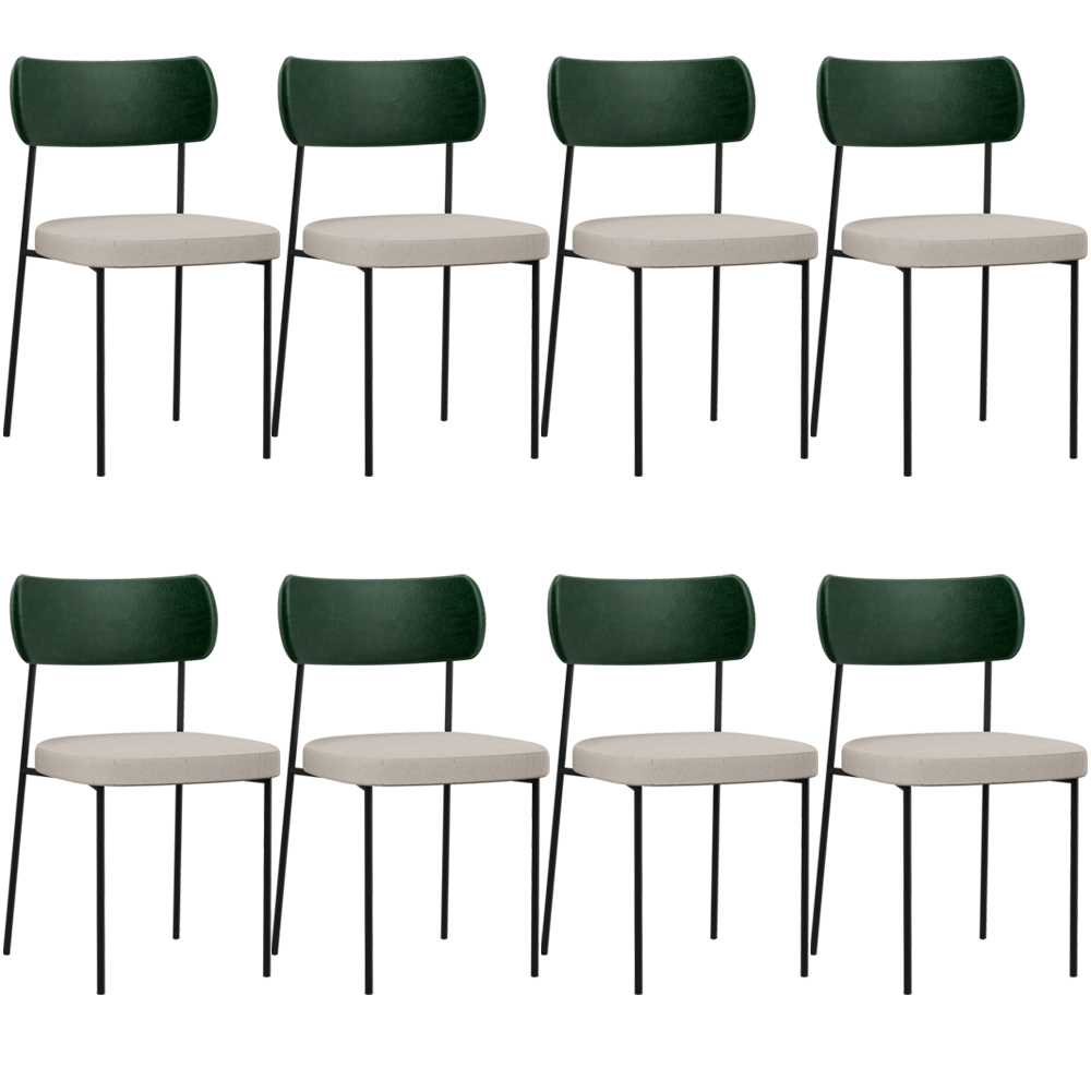 Kit 08 Cadeiras Para Sala De Jantar Melina L02 Facto Verde Musgo Linho Cru - Lyam Decor