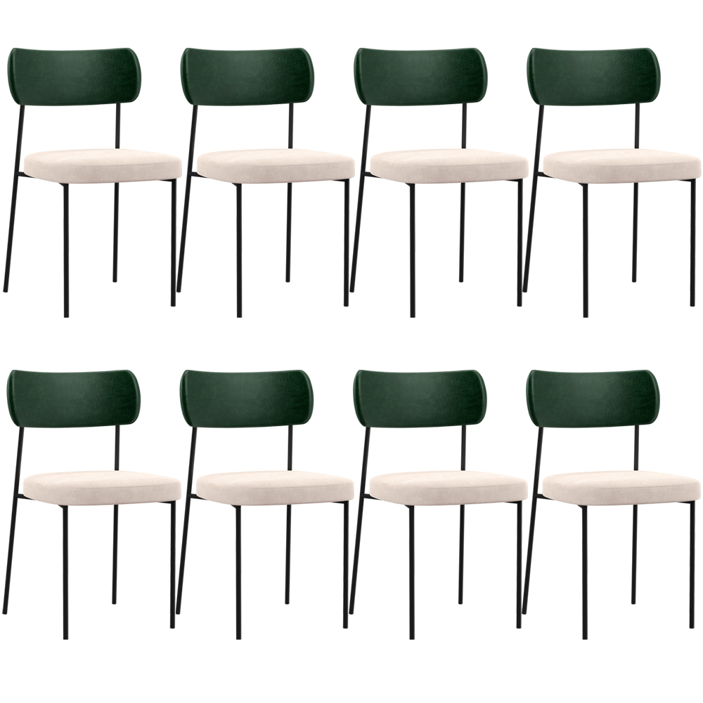 Kit 08 Cadeiras Para Sala De Jantar Melina L02 Facto Verde Musgo Suede Bege - Lyam Decor