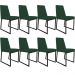 Kit 08 Cadeiras Para Sala Jantar Base Aço Industrial Preto Dafne L02 Suede Verde Musgo - Lyam Decor