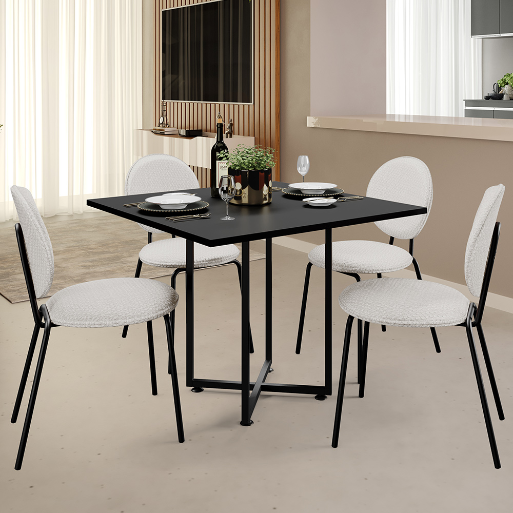 Kit 08 Cadeiras Para Sala de Jantar Cozinha Évora L02 Bouclê Cru - Lyam
