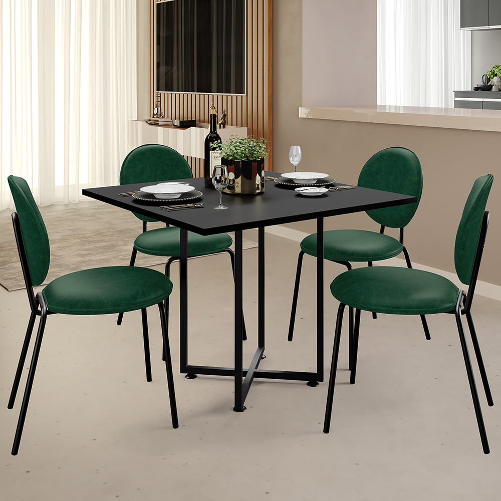 Kit 08 Cadeiras Para Sala de Jantar Cozinha Évora L02 Couríssimo Verde Musgo - Lyam