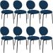 Kit 08 Cadeiras Para Sala de Jantar Cozinha Évora L02 Suede Azul Marinho - Lyam