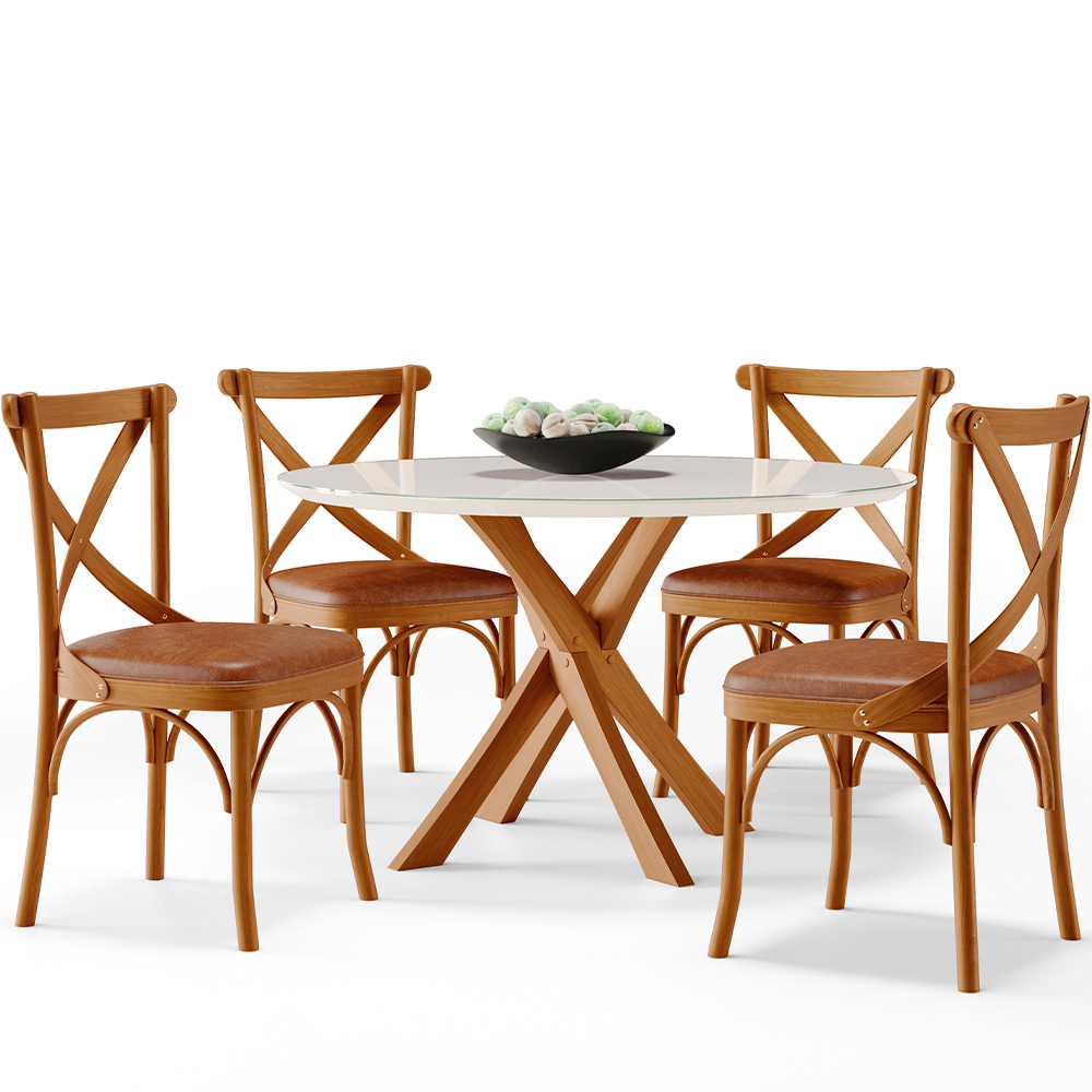 Kit 08 Cadeiras Para Sala de Jantar e Estar Living Estofada Ávila L02 Couríssimo Camel - Lyam