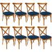 Kit 08 Cadeiras Para Sala de Jantar e Estar Living Estofada Ávila L02 Suede Azul Marinho - Lyam