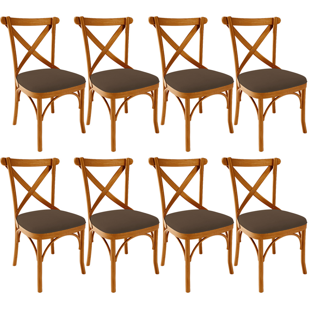 Kit 08 Cadeiras Para Sala de Jantar e Estar Living Estofada Ávila L02 Suede Marrom - Lyam
